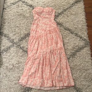 NWOT Strapless Pink Floral Maxi Dress